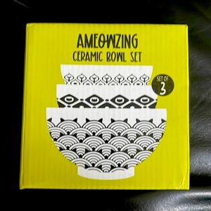 Ceramic Bowl Set with cat designs